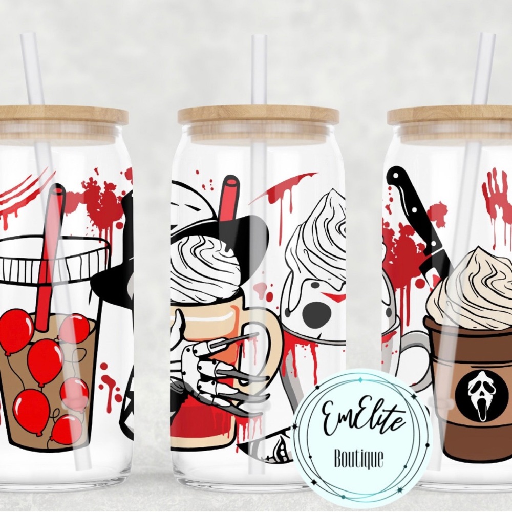 Horror drinks beer can glass